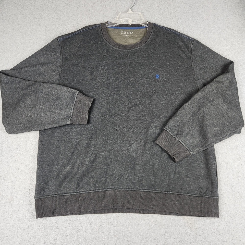 IZOD Advantage Fleece Sweatshirt Mens XXL Charcoal Crewneck Oversized Pullover